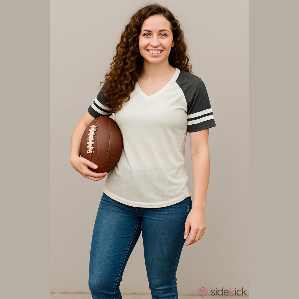 Soffe Retro Football Jersey Junior V Neck White Stripe Girls Size M